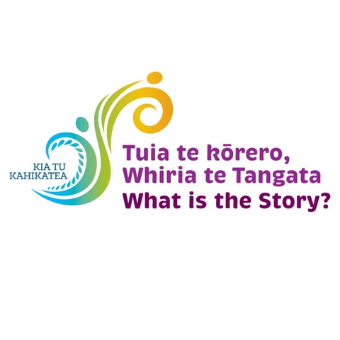 2024 ACE Conference logo. Text reads: Tuia te kōrero, Whiria te Tangata. What is the story?